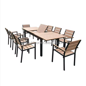 Muebles de exterior compuestos de plástico y madera de aluminio expandible moderno, juego de 5 piezas, <span class=keywords><strong>gris</strong></span> oscuro para hoteles - Product Image 3