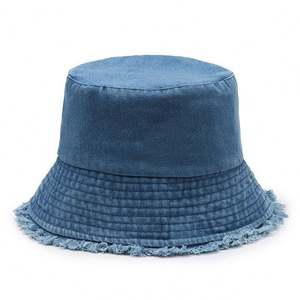 Chapeau de soleil en jean avec bords bruts vieillis, protection solaire et visière, chapeau de pêcheur simple en jean délavé, chapeau de pêcheur polyvalent en jean - Product Image 2