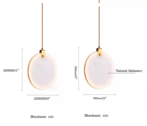 Contemporanea rotonda grande spagnolo alabastro in marmo ottone luce pendente soggiorno lampada a sospensione soffitti alti lampadario - Product Image 6