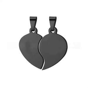 Lot de 2 breloques cœur brisé en acier inoxydable poli, 6 couleurs, pour la fabrication de bijoux et colliers DIY, idéal pour les couples - Product Image 5