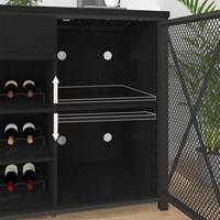 Table à liqueur moderne Mini bar à vin avec porte-verres à pied et tiroirs de rangement Armoire de bar en bois autoportante