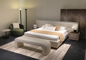 Luxury Wide Headboard Upholstered <strong>Bed</strong> Minimalist Designer <strong>Platform</strong> <strong>Bed</strong> High Value For Dealers &amp; Projects - Product Image 2