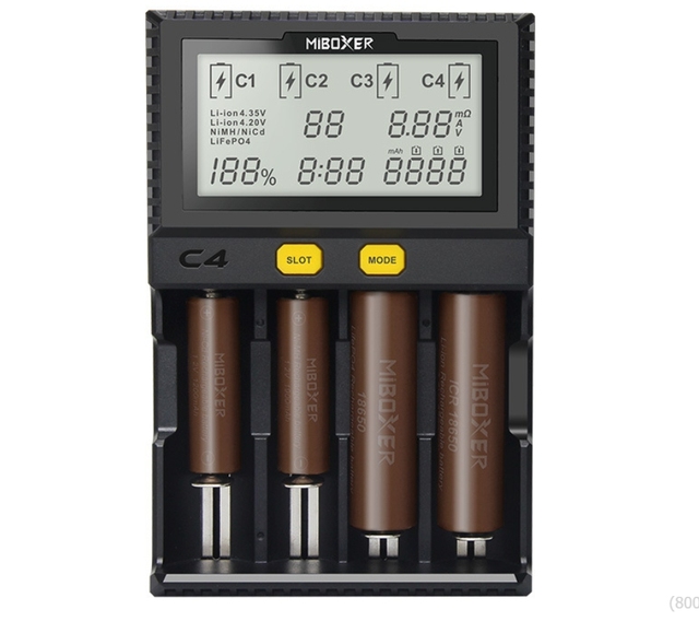 MIBOXER C4 12 C8 18650 Charger Capacity test LCD Intelligent Fast Lithium Battery Charger