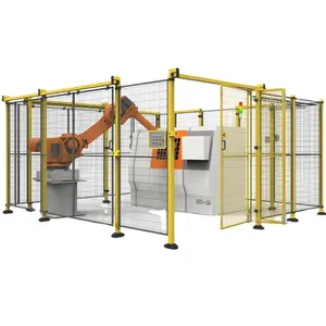 High Quality Workshop Production Line Fencing Safety Guarding Metal Post Fence Iron Wire Mesh Robot Boundary Wall Fencing