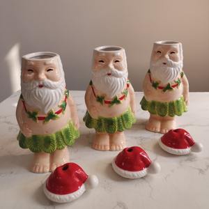 แก้วเซรามิกทำมือเพ้นท์ลายด้วยมือ พร้อมฝาปิด แก้วเทศกาลคริสต์มาส แก้วซานตาคลอส แก้วทิกิ แก้วค็อกเทล - Product Image 6