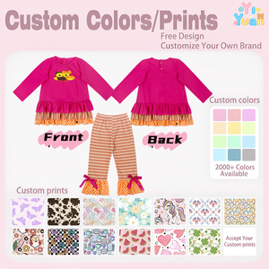 Conjunto <span class=keywords><strong>de</strong></span> 2 piezas para niñas con apliques <span class=keywords><strong>de</strong></span> búho, blusa <span class=keywords><strong>de</strong></span> manga larga con volantes y pantalones acampanados a rayas y lunares, ropa infantil para Acción <span class=keywords><strong>de</strong></span> Gracias - Product Image 3