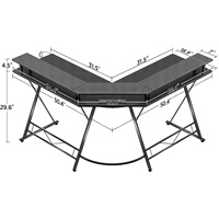 Bureau d'angle à LED RVB avec porte-gobelet Bureau de jeu en L avec lumières LED et prises de courant