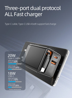 Cargador de Pared Compacto con Cable Retráctil PD de 40W, Doble USB-A+Tipo C, Enchufe Europeo, para Móviles, Venta al Por Mayor
