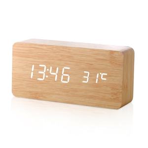 <span class=keywords><strong>Horloge</strong></span> de bureau LED en bois portable et tendance pour la décoration de la maison, fonctionne avec USB et piles, mouvement électronique avec fonction radio - Product Image 5