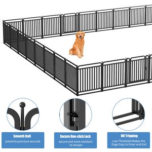 Valla de Ejercicio para Perros de Hierro Sólido Multipanel con Puerta de Entrada Segura, Diseño Moderno para Uso Interior/Exterior, para Cachorros - Product Image 4