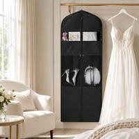 Housse de transport pliable personnalisée pour robe de mariée, sac de rangement non tissé pour costume avec fenêtre transparente et poche à chaussures