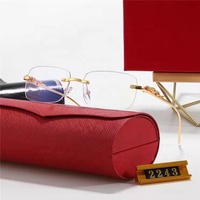 Nouvelles Lunettes de Soleil Tendance Haut de Gamme Forme Corne de Buffle Petites Carrées Sans Monture Rectangulaires pour Hommes et Femmes