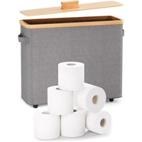 Panier de rangement pour rouleaux de papier toilette en papier kraft transparent avec couvercle en bambou, couleur personnalisée en usine