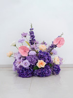 Ensemble de toile de fond de fleurs artificielles, arrangement floral en soie violette, décoration pour mariage, fête, photomaton, vitrine de magasin, événementiel, fait main