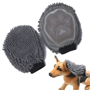 New 2023 Pet chải chuốt găng tay tóc Remover Mitts Chenille massage tắm chăm sóc lông găng tay cho mèo chó