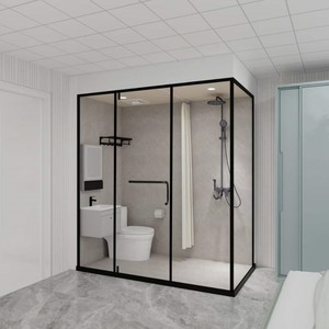 Unité de salle de bain préfabriquée avec douche intégrée, unité de salle de bain modulaire de luxe pour hôtel - Product Image 2