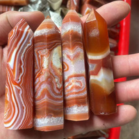 Décorations Artisanales en Cristal Feng Shui : Pierres de Canélite Polies, Pointe de Baguette en Cristal de Quartz Rose, Tour de Cristal de Guérison