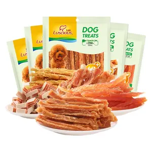Lusyouga Dog Snacks Bâton à mâcher Poitrine de poulet Jerky Teddy Puppy Training Haute teneur en protéines Faible en gras Bandes souples séchées à l'air Vitamines - Product Image 5