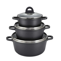 DENUO fabricant 3 pièces ensemble de casseroles noires en alliage d'aluminium à usage domestique batterie de cuisine antiadhésive ensemble de casseroles pour ensemble de cuisine