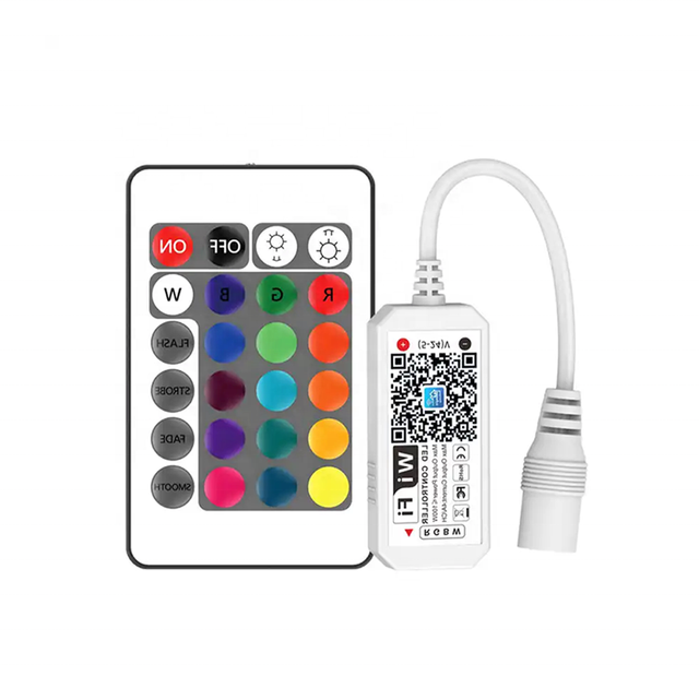 Mini WIFI+ Wireless RGBW Controller Smart Color Dimmer APP Voice Timing Music IR 24-Key Remote Control