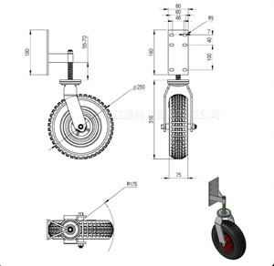 Roues en caoutchouc pneumatiques de 8 pouces <span class=keywords><strong>Roulettes</strong></span> de portique de levage pour <span class=keywords><strong>roulettes</strong></span> de conteneur de <span class=keywords><strong>but</strong></span> de football de meubles - Product Image 2