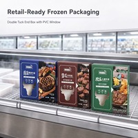 Boîte d'emballage pour steak en papier couché blanc avec logo personnalisé et fenêtre transparente en PVC, écologique, recyclable, faible MOQ, petites séries