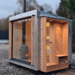 <span class=keywords><strong>Sauna</strong></span> Personalizzata da Esterno per 2-6 Persone con Vapore Umido per Interni/Esterni in Legno di Hemlock e Doccia da Giardino - Product Image 5