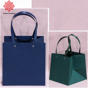 Bolsa de Regalo de Papel Kraft Baoren en Stock, Color Rosa, Rojo, Plateado, con Asa, Bolsa de Compras de Papel de Lujo con Remaches y Logotipo - Product Image 3