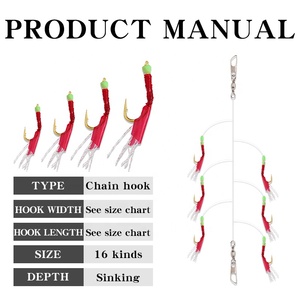 Móc Dây Giàn Khoan Da Cá Màu Đỏ Móc Dây Chất Lượng Nước Biển Nước Ngọt (6 Cái/bộ) Với Túi OPP Nhựa Ngọc Trai Dạ Quang - Product Image 5