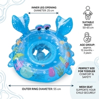 Siège de bain gonflable en forme de crabe pour enfants, en PVC et maille, flotteur de piscine pour bébés et tout-petits, jouet de bain et de plage, diamètre extérieur 55 cm