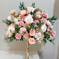 O-X739 OEM Composition florale de mariage en soie, décoration de table de mariage, centre de table boule de fleurs roses rouges et blanches