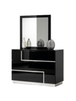 Ensemble de meubles de chambre à coucher modernes en MDF noir brillant 4/5 pièces, lits hydrauliques Queen/King avec coffre de rangement, commode et table de chevet