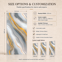 Panneau mural en PVC effet marbre gris or agate MORLENX, haute brillance, imperméable, pour murs décoratifs d'hôtel