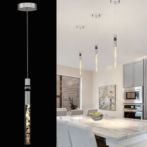 Lustre cylindrique en laiton et cristal, style nordique simple, pour décoration intérieure, idéal pour salle de conférence - Product Image 2