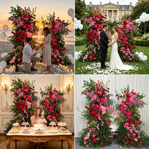 Arrangement de fleurs artificielles mixtes faites à la main, rouge, rose, verdure, décoration festive pour la Saint-Valentin, réutilisable, recyclable - Product Image 2