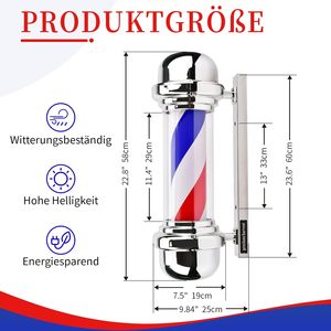 American stars Barber Pole waterproof LED <b>light</b>-up <b>sign</b> red white and blue striped wall-mounted barber pole UK\US\AU\EU plug - Product Image 4
