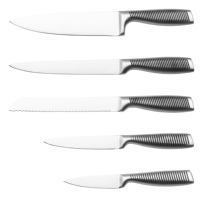 Ensemble de 5 couteaux de cuisine en acier inoxydable pour chef à domicile, avec manche ergonomique, couteau de chef, couteau à pain, couteau utilitaire, couteau à éplucher