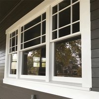 Fenêtre à guillotine verticale en PVC/UPVC blanc et brun, double vitrage trempé, insonorisée, moderne, avec moustiquaire extérieure en fibre de verre pour cuisine