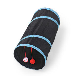 نفق قابل للطي للحيوانات الأليفة من البوليستر بـ 2/3/4/5 مخارج للاستخدام الداخلي مع كرة ممتعة وفتحة مراقبة للقطط - Product Image 3