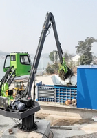 Grue à grappin à flèche droite de 8,5 m pour matériaux lourds, manutentionneuse fixe pour ferraille, compatible avec broyeur
