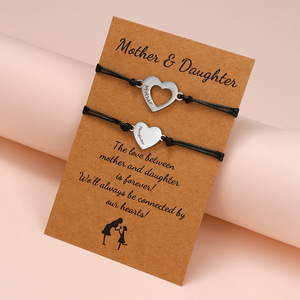 2024 Mother's Day <strong>Bracelet</strong> Popular 2Pieces/Set Stainless Steel Never Fade <strong>Bracelet</strong> Engraving Mother <strong>Daughter</strong> Heart <strong>Bracelet</strong> - Product Image 3
