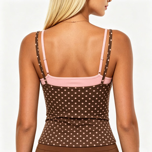 Top Sportivo 2 in 1 <span class=keywords><strong>a</strong></span> Doppio Strato, Rosa <span class=keywords><strong>a</strong></span> Pois, Senza Maniche, Asciugatura Rapida, per Yoga, Pilates, Allenamento e Tempo Libero - Product Image 2