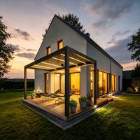Pergola bioclimatique autoportante avec ventilateur de plafond et éclairage LED, pergolas bioclimatiques pour l'extérieur