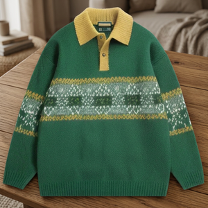 Pull en laine mélangée haut de gamme pour homme, col rond, tricot torsadé, anti-plis, manches longues, personnalisable, fabriqué sur mesure - Product Image 2