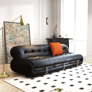 Sofá de Cuero Encerado Estilo Vintage, Sofá <span class=keywords><strong>Soriana</strong></span> con Patas de Acero, Sofá Lounge Hippo, Sofá Retro Creativo de Diseño - Product Image 2
