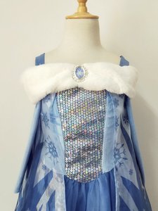 <span class=keywords><strong>Vestito</strong></span> da Principessa <span class=keywords><strong>Elsa</strong></span> <span class=keywords><strong>di</strong></span> Frozen a Maniche Lunghe, Nuovo Stile Invernale per Bambine, Non Sbiadisce, 100% Polvere - Product Image 3