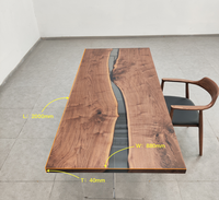 Table à manger moderne en bois massif avec bord naturel, robuste, écologique, multifonctionnelle, pour bar à domicile, salle à manger, plateau de table en noyer de 2 m