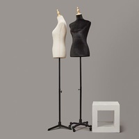 Mannequin de torse féminin sans tête recouvert de velours avec support trépied métallique réglable – Vente directe usine à prix abordable