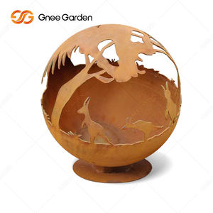 Animals Pattern Corten Steel <b>for</b> <b>Garden</b> Outdoor Metal Round Ball Fire Pits Rusty Red Durable Design <b>Sphere</b> Fire Pit - Product Image 5