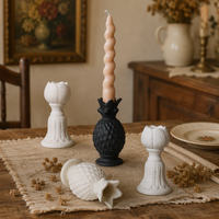 Porte-bougie artisanal en céramique en forme d'ananas, style rétro haut de gamme, écologique, pour la maison